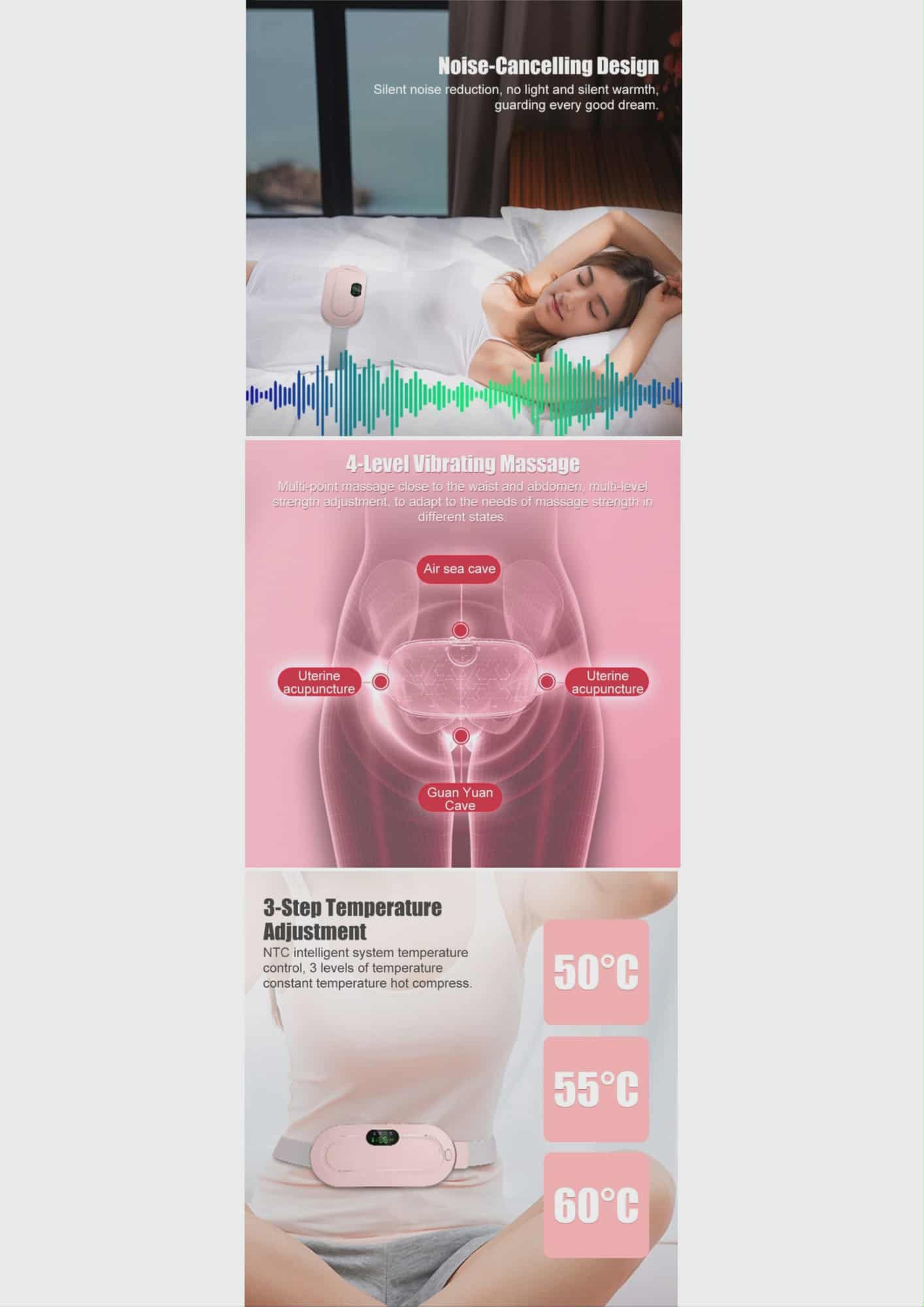حزام هزاز ساخن لتسكين آلام الدورة الشهرية Coussin chauffant Portable menstruel pour soulagement de la douleur femme