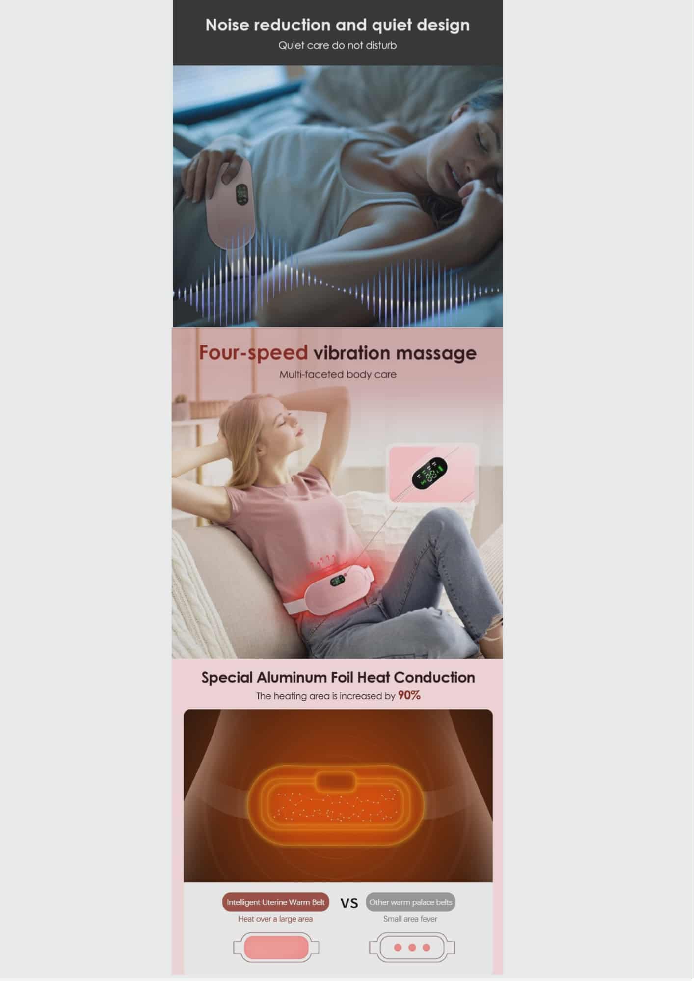 حزام هزاز ساخن لتسكين آلام الدورة الشهرية Coussin chauffant Portable menstruel pour soulagement de la douleur femme