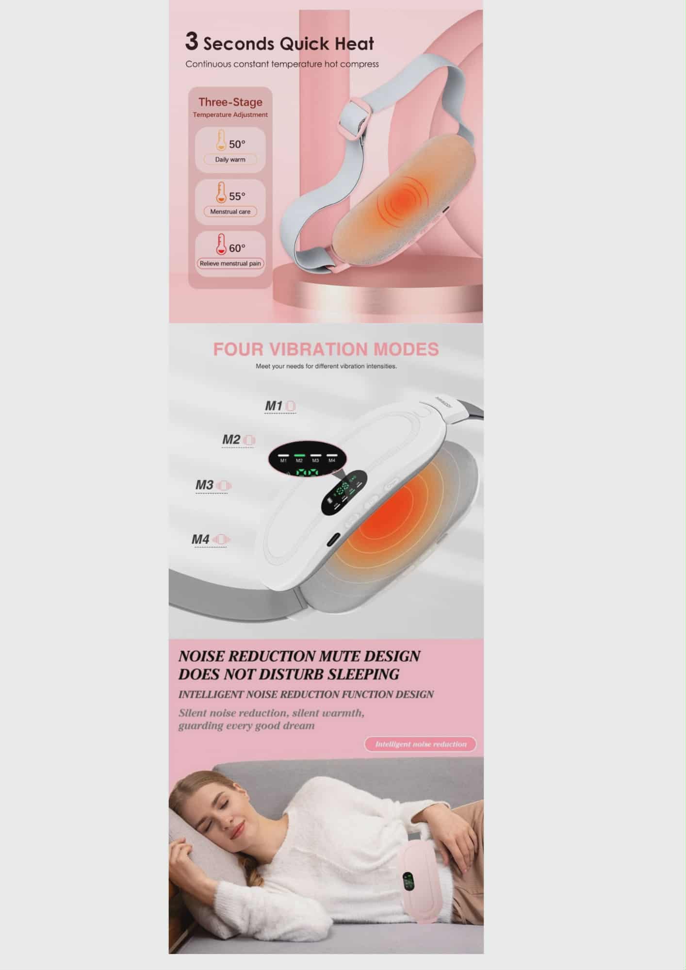حزام هزاز ساخن لتسكين آلام الدورة الشهرية Coussin chauffant Portable menstruel pour soulagement de la douleur femme