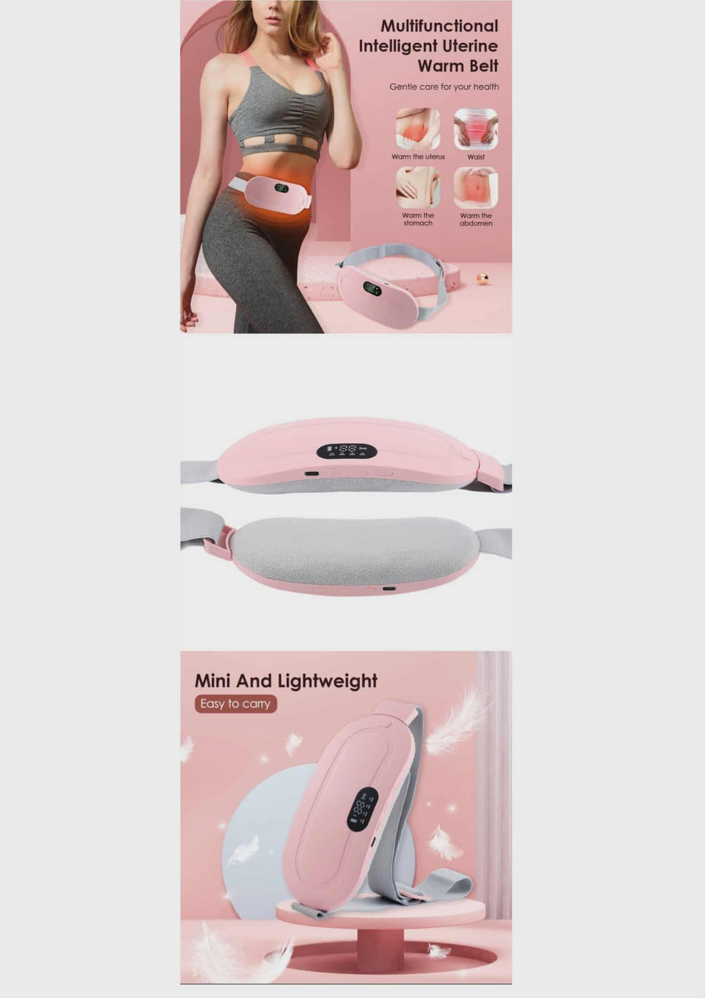 حزام هزاز ساخن لتسكين آلام الدورة الشهرية Coussin chauffant Portable menstruel pour soulagement de la douleur femme