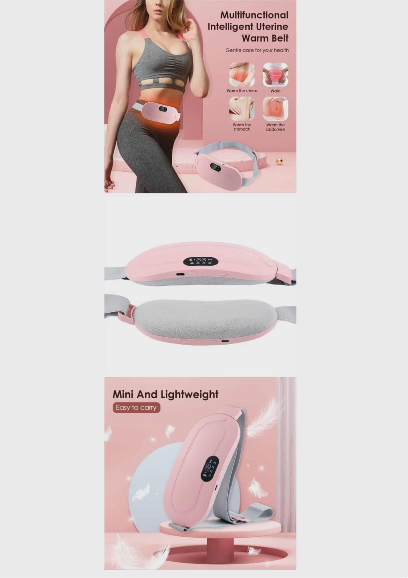 حزام هزاز ساخن لتسكين آلام الدورة الشهرية Coussin chauffant Portable menstruel pour soulagement de la douleur femme